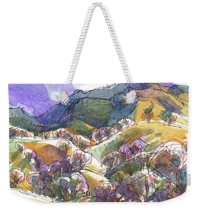 Landscape Weekender Tote Bag featuring the painting California Landscape with Mount Diablo by Judith Kunzle