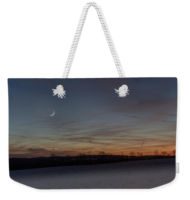 Moonset Weekender Tote Bag featuring the photograph Camillus Moonset by Rod Best
