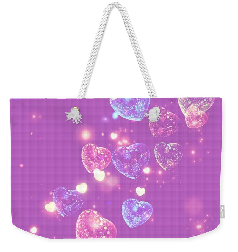 Hearts Weekender Tote Bag featuring the digital art Candy Hearts by Rachel Hannah