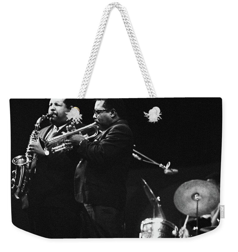 Cannon Ball & Nat Aderley Weekender Tote Bag featuring the photograph Cannon Ball and Nat Aderley at Monterey Jazz Festival by Dave Allen