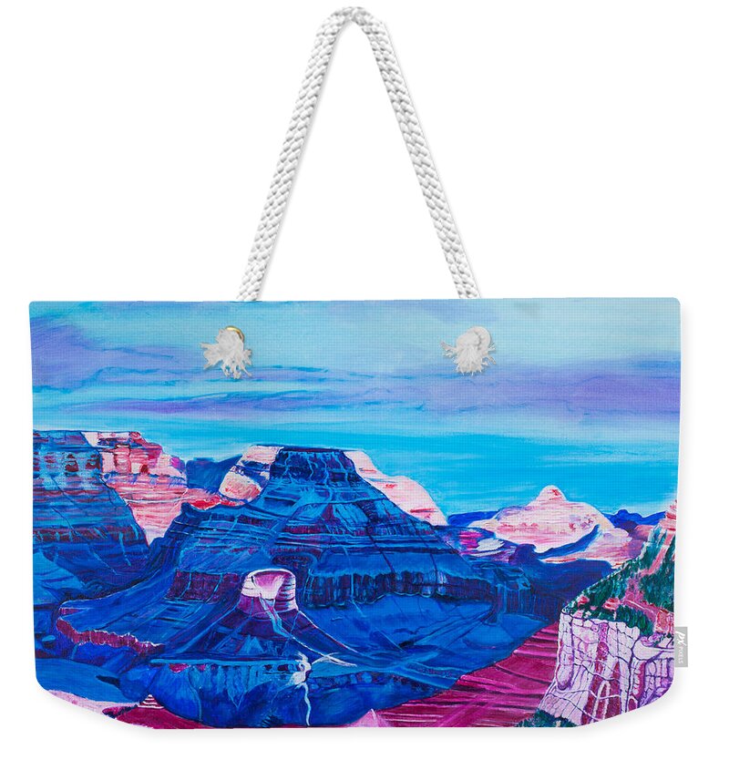 Grand Canyon Weekender Tote Bag featuring the painting Canyon of Dreams 30x40 by Santana Star