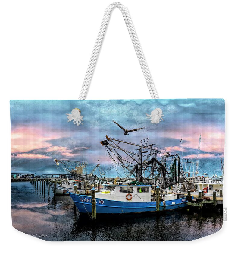 Fishing Boats Weekender Tote Bag featuring the photograph Capt T Vo by Don Schiffner