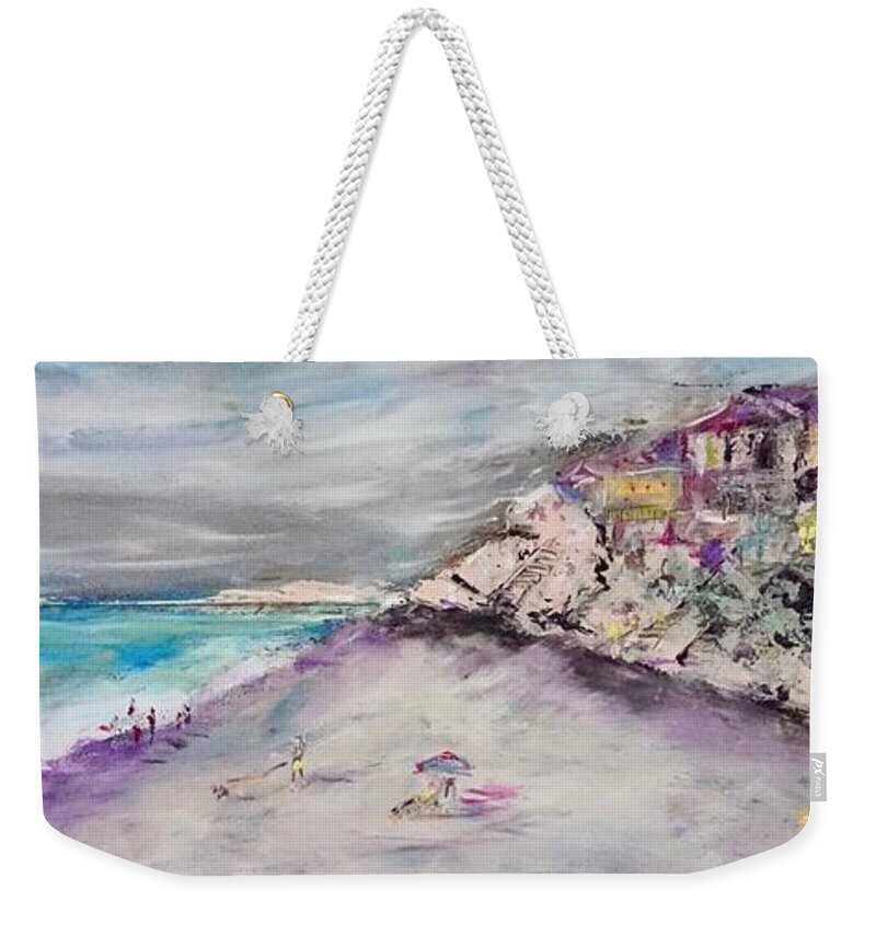 Wide Weekender Tote Bag featuring the painting Carolina Beaches Whimsy Fun in Billboard Wide format by Patty Donoghue