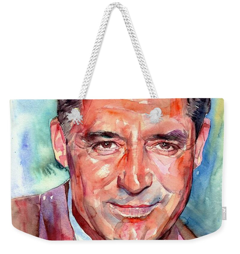 Cary Weekender Tote Bag featuring the painting Cary Grant Portrait by Suzann Sines
