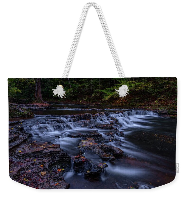 Sunset Weekender Tote Bag featuring the photograph Cascading Waters by Johnny Boyd