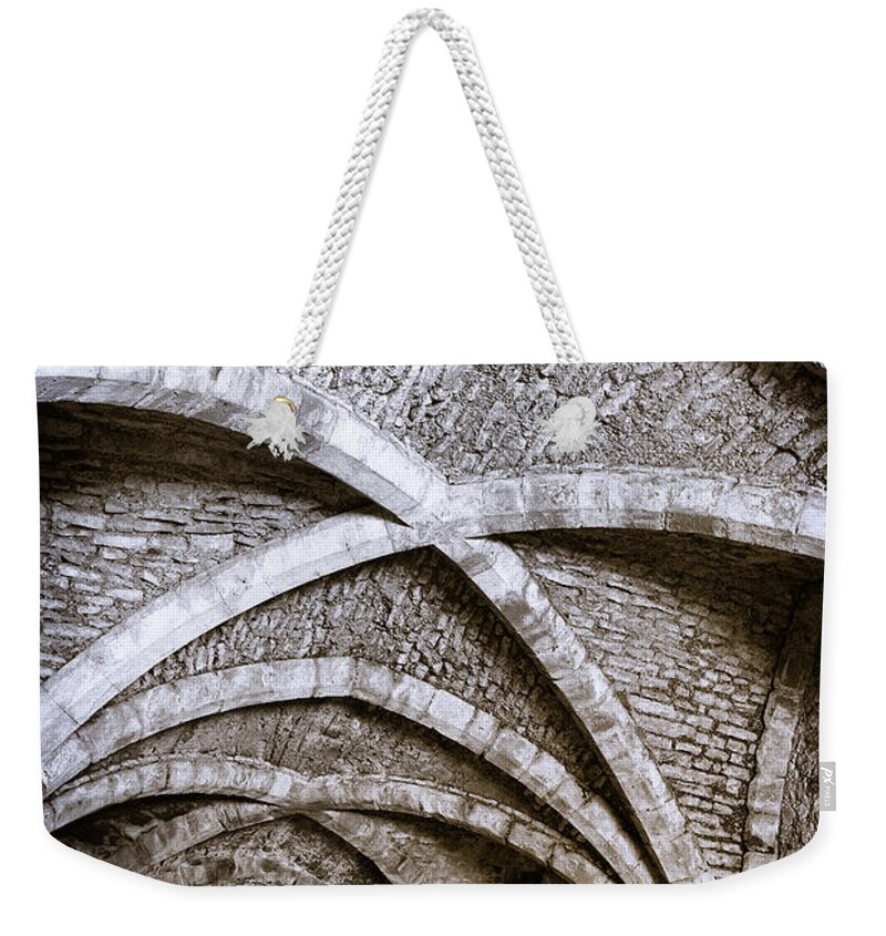 Ceiling Weekender Tote Bag featuring the photograph Castle Cellar Ceiling by Susandaniels
