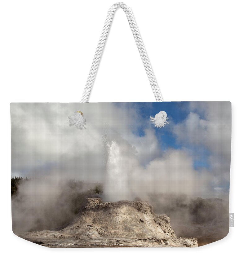 Tranquility Weekender Tote Bag featuring the photograph Castle Geyser, Yellowstone by E L Hamilton
