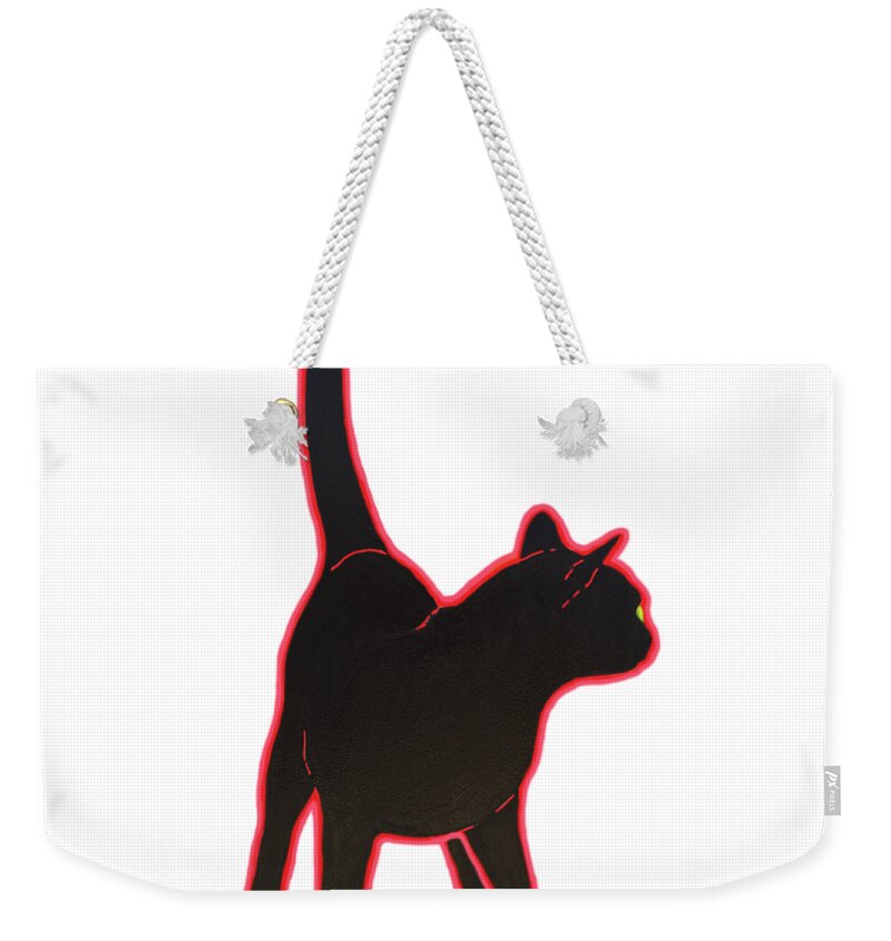 Cat Weekender Tote Bag featuring the painting Cat on Hot Bricks by Jan Matson