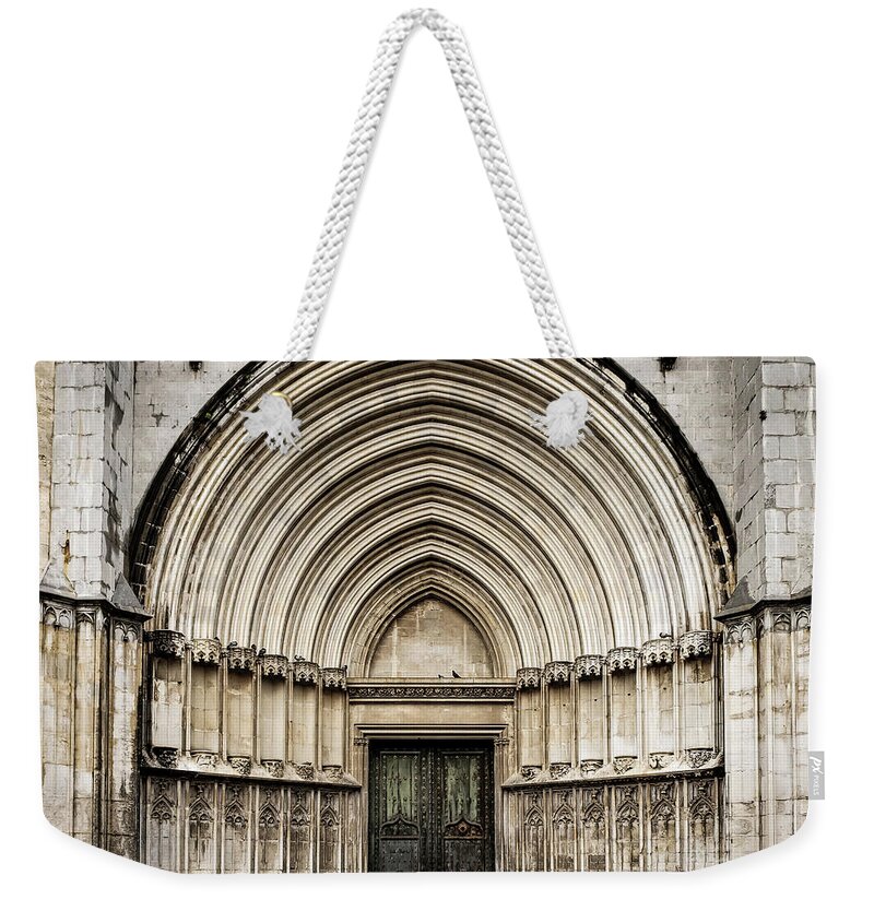 Doors Weekender Tote Bag featuring the photograph Cathedral of Girona Portico by Mary Capriole