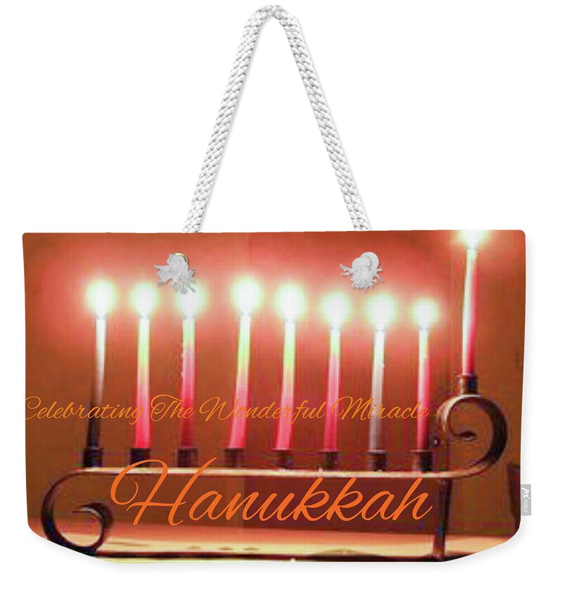 Wall Art Weekender Tote Bag featuring the photograph Celebrating The Wonderful Miracle Of Hanukkah by Callie E Austin