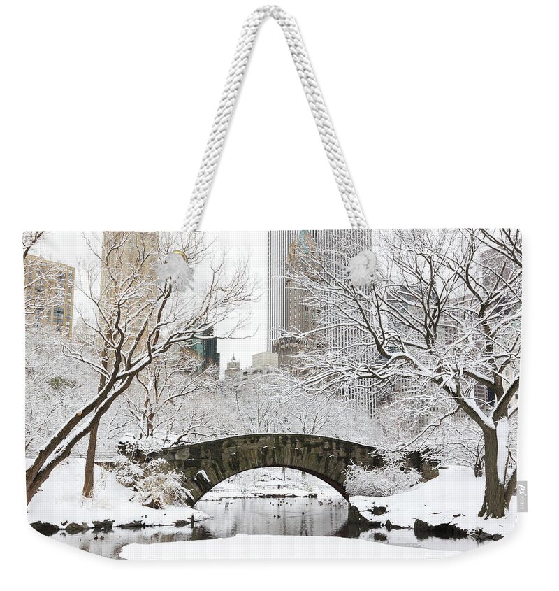 Snow Weekender Tote Bag featuring the photograph Central Park, New York by Veni