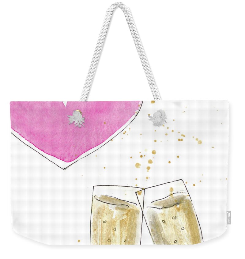 Champagne Weekender Tote Bag featuring the mixed media Champagne Heart by Lanie Loreth