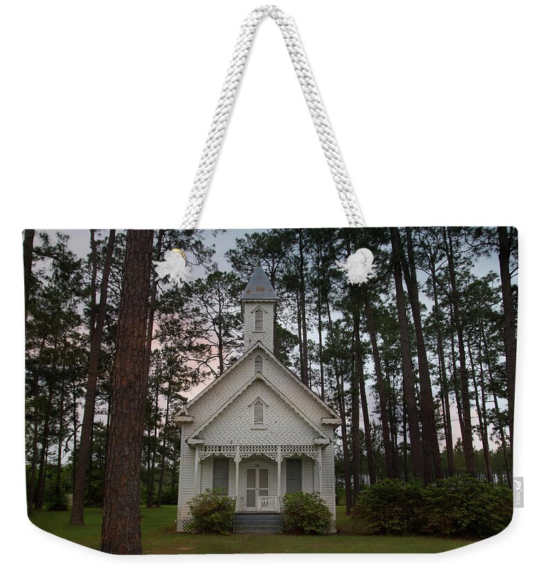 Historic Weekender Tote Bag featuring the photograph Chapel in the Woods by Kelly Gomez