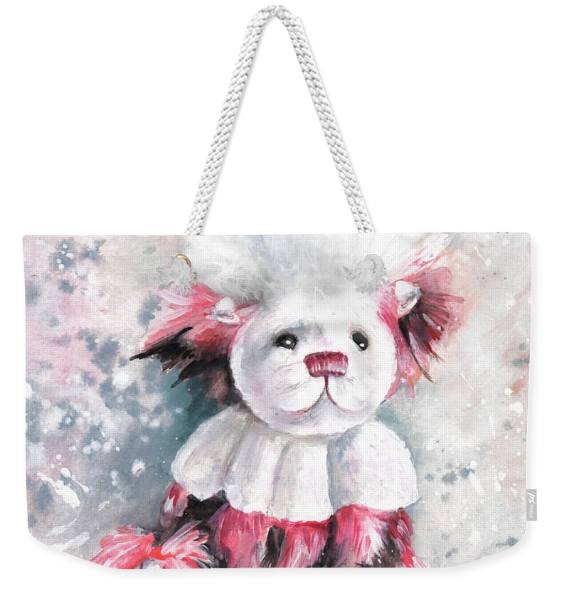 Teddy Weekender Tote Bag featuring the painting Charlie Bear Coconut Ice by Miki De Goodaboom