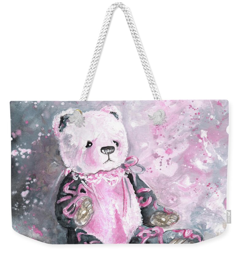 Teddy Weekender Tote Bag featuring the painting Charlie Bear Sylvia by Miki De Goodaboom