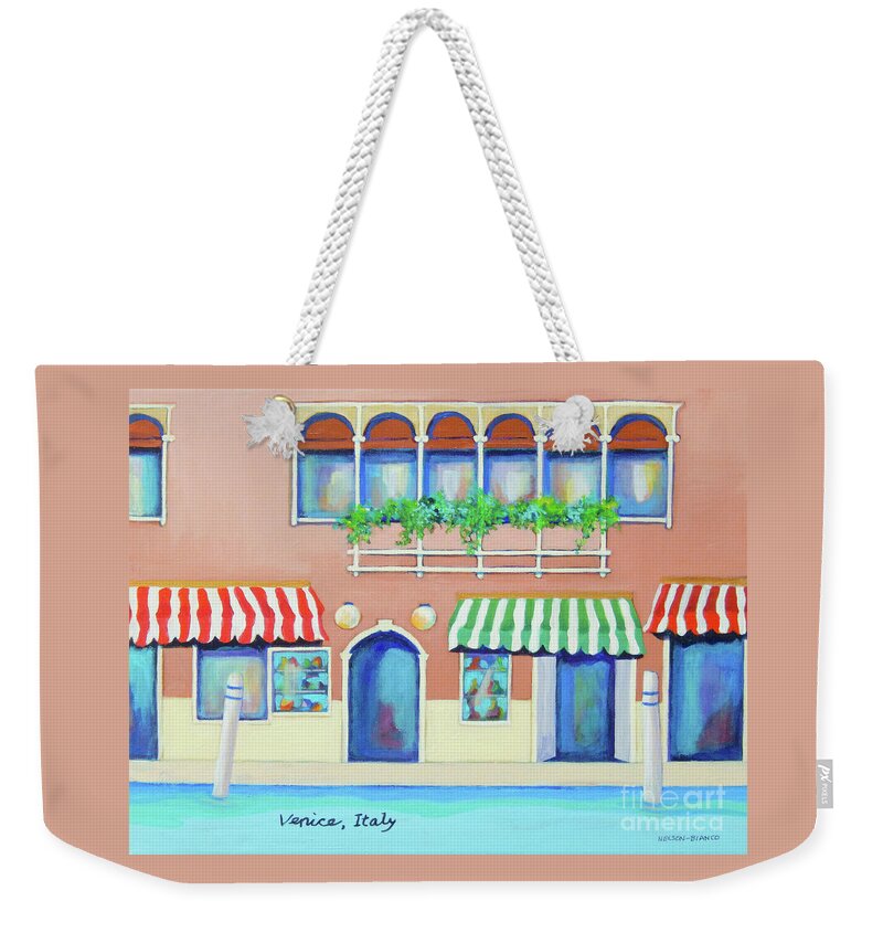 Contemporary Art Weekender Tote Bag featuring the painting Charming Venice by Sharon Nelson-Bianco