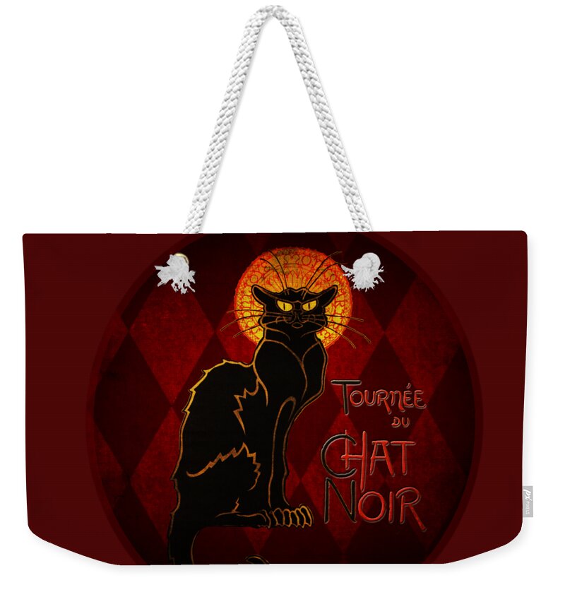 Chat Noir Weekender Tote Bag featuring the digital art Chat Noir by Shanina Conway