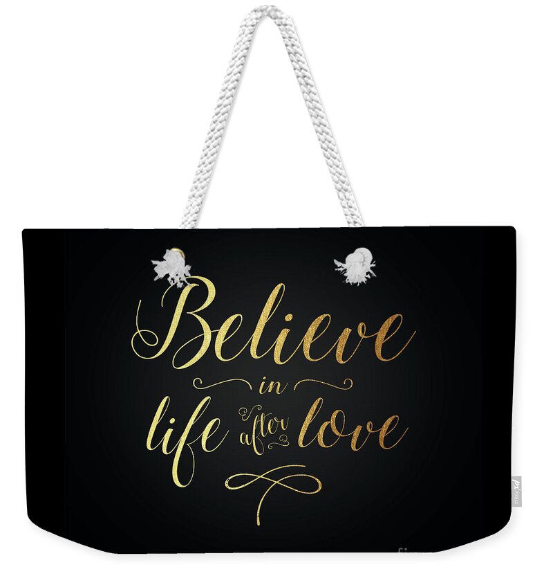 Cher Weekender Tote Bag featuring the digital art Cher - Believe Gold Foil by Cher Style