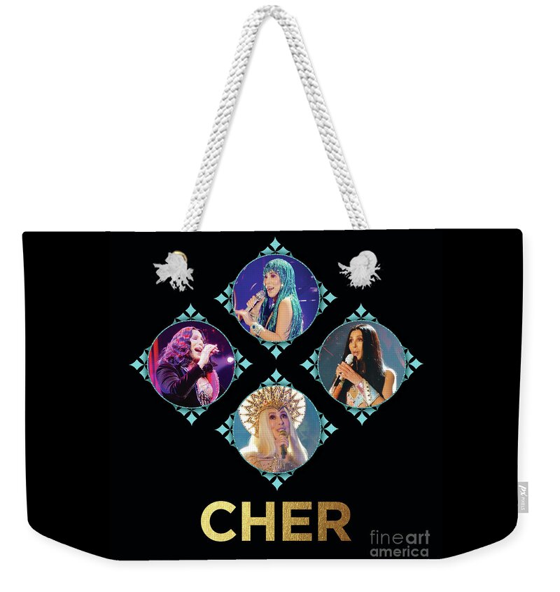 Cher Weekender Tote Bag featuring the digital art Cher - Blue Diamonds by Cher Style