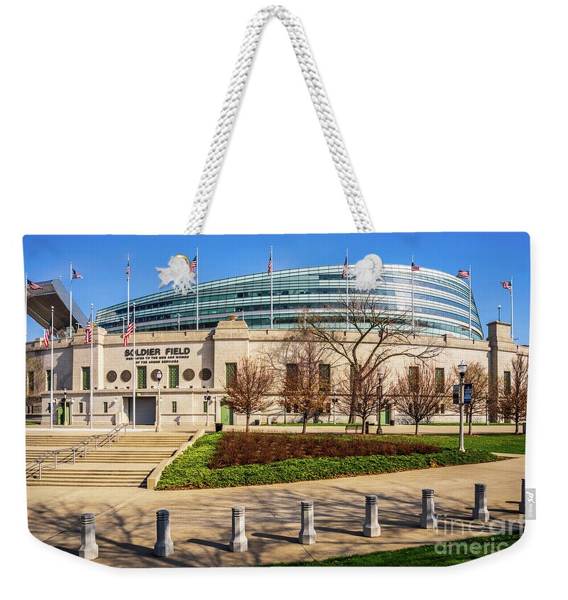 America Weekender Tote Bag featuring the photograph Chicago Bears Soldier Field Photo by Paul Velgos