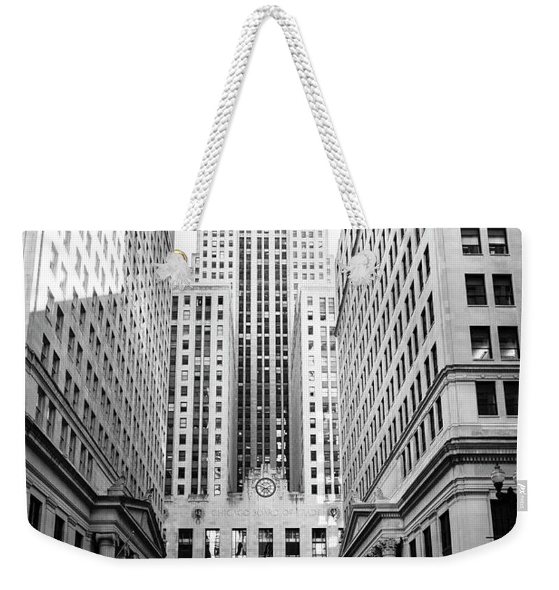 Chicago Weekender Tote Bag featuring the photograph Chicago Board of Trade by Patty Colabuono