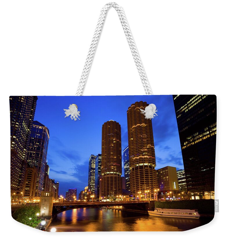Tourboat Weekender Tote Bag featuring the photograph Chicago, Illinois, Usa by Benedek