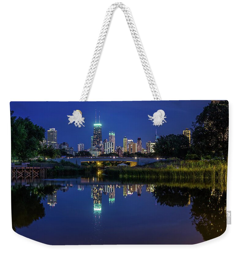 Chicago River Weekender Tote Bag featuring the photograph Chicago Skyline From Lincoln Park by Carl Larson Photography