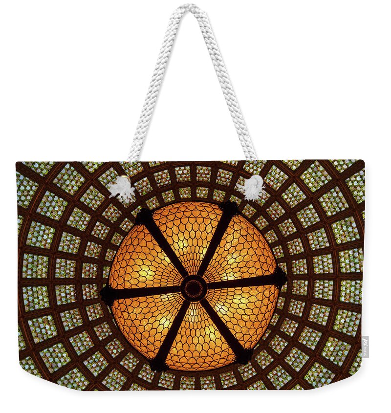 Stained Glass Weekender Tote Bag featuring the photograph Chicago Stained Glass by Melanie Alexandra Price