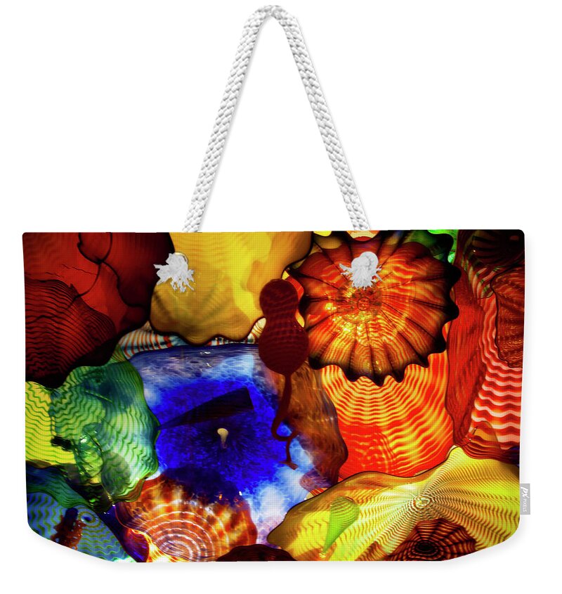 Glass Weekender Tote Bag featuring the photograph Chihuly Persian Ceiling Oklahoma City Museum of Art by Toni Hopper