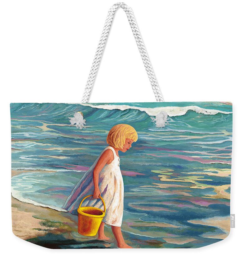 Child Weekender Tote Bag featuring the painting Child at the Shore by Jackie Case