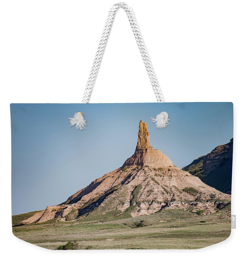 Chimney Rock In Nebraska Weekender Tote Bag featuring the photograph Chimney Rock in Nebraska by Art Whitton