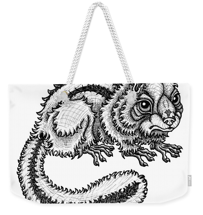 Animal Portrait Weekender Tote Bag featuring the drawing Chipmunk by Amy E Fraser
