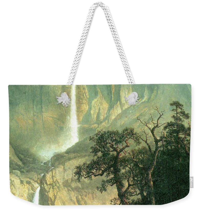 Bierstadt Weekender Tote Bag featuring the painting Cho-Looke, Yosemite Waterfall by Albert Bierstadt