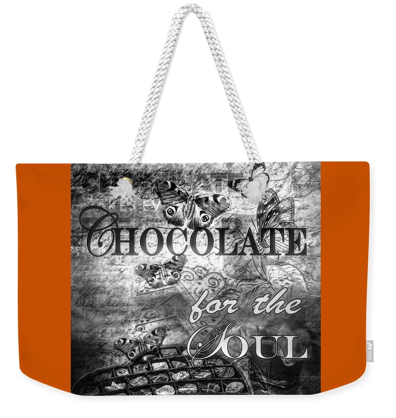 Candy Weekender Tote Bag featuring the photograph Chocolate for the Soul in Black and White by Debra and Dave Vanderlaan