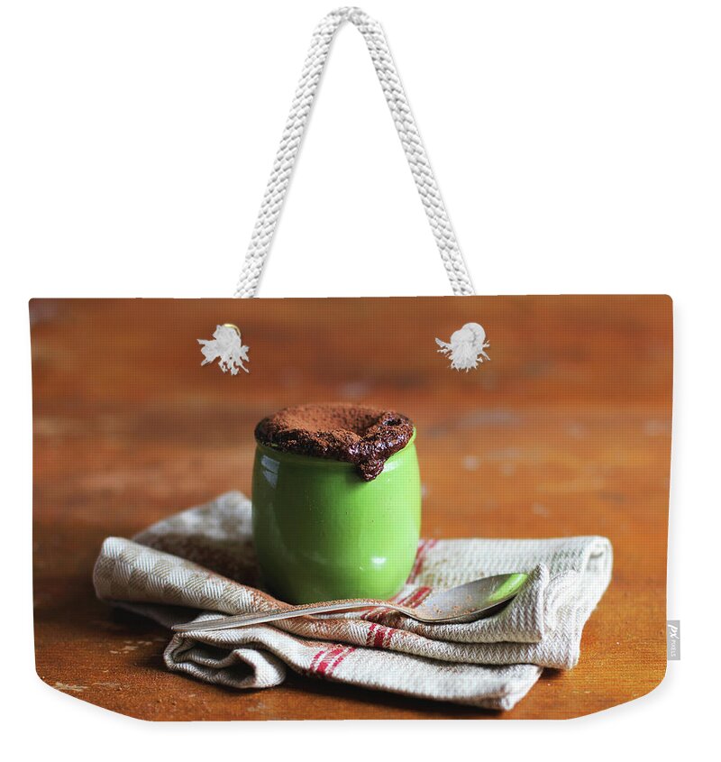 Temptation Weekender Tote Bag featuring the photograph Chocolate Souffle by Anna Kurzaeva