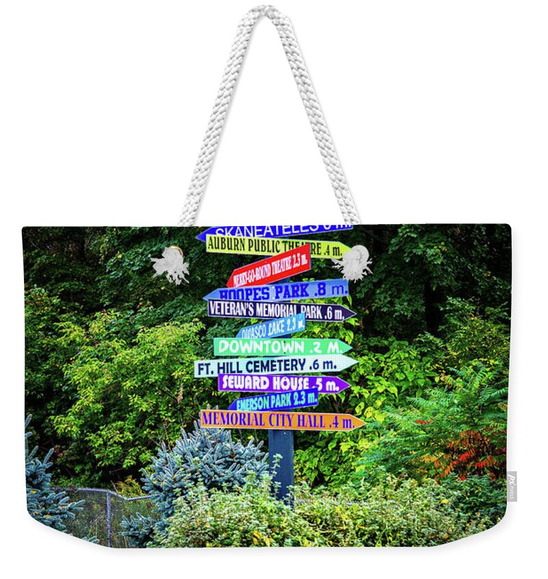 Signs Weekender Tote Bag featuring the photograph Choices - Finger Lakes, New York by Lynn Bauer