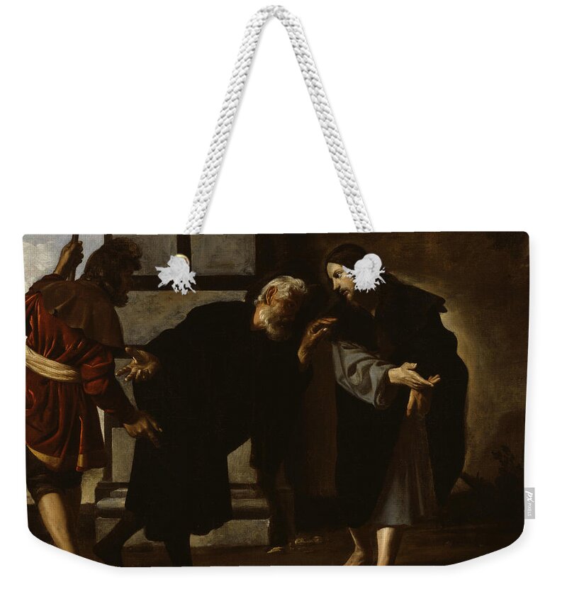17th Century Art Weekender Tote Bag featuring the painting Christ and Two Followers on the Road to Emmaus by Alonso Cano