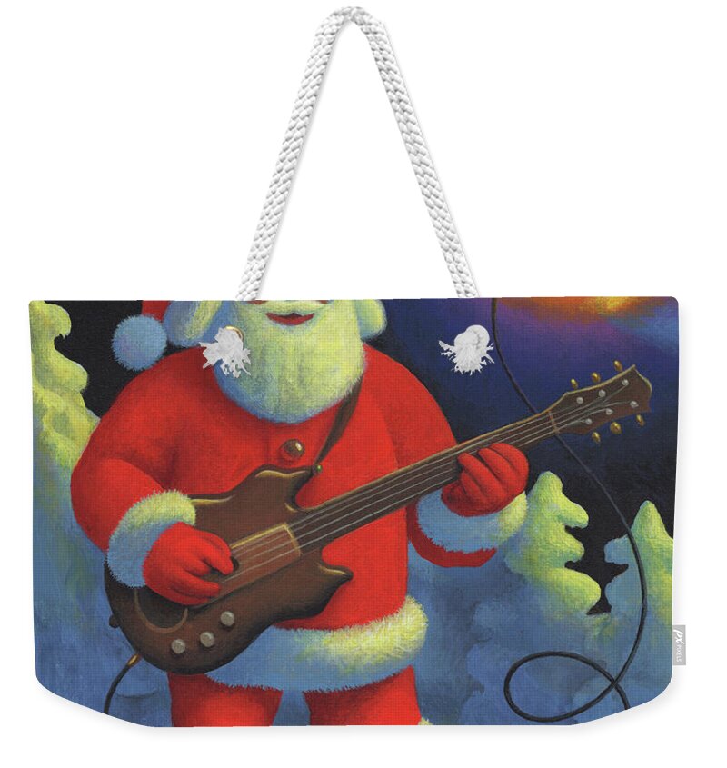 Santa Jerry Garcia Chris Miles Guitar Weekender Tote Bag featuring the painting Christmas Harmony by Chris Miles