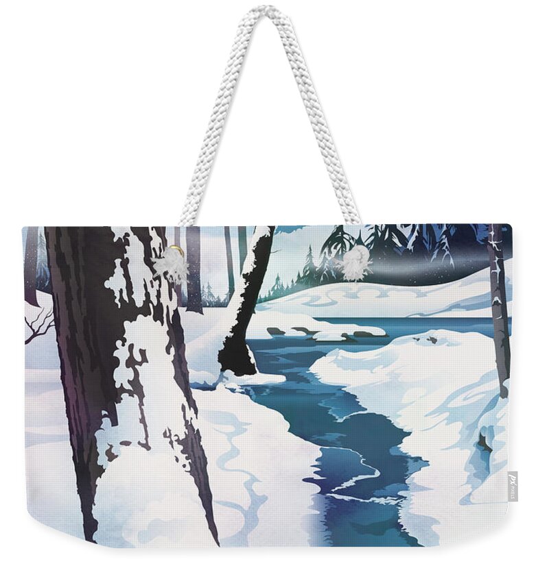 Christmas Morning Weekender Tote Bag featuring the digital art Morning at Christmas Creek by Garth Glazier