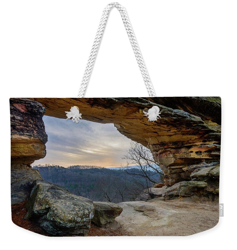 Double Arch Weekender Tote Bag featuring the photograph Chronicles of the Gorge by Michael Scott