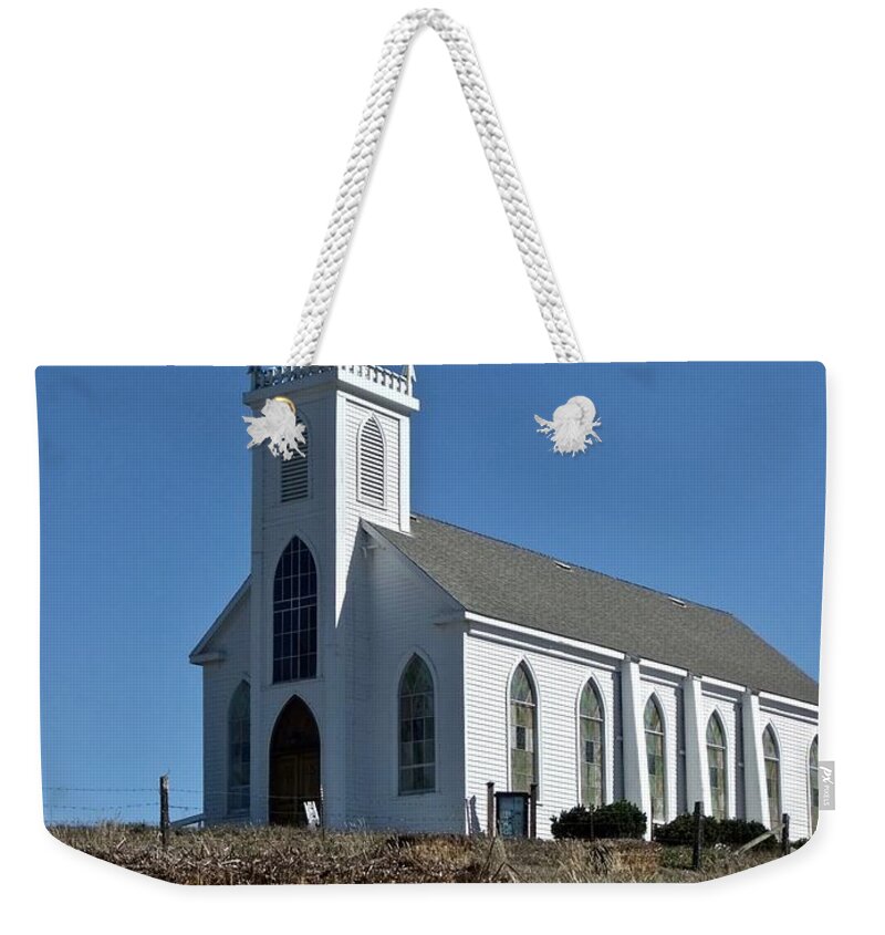 Church Weekender Tote Bag featuring the photograph The Birds Movie Church by Kathy Chism