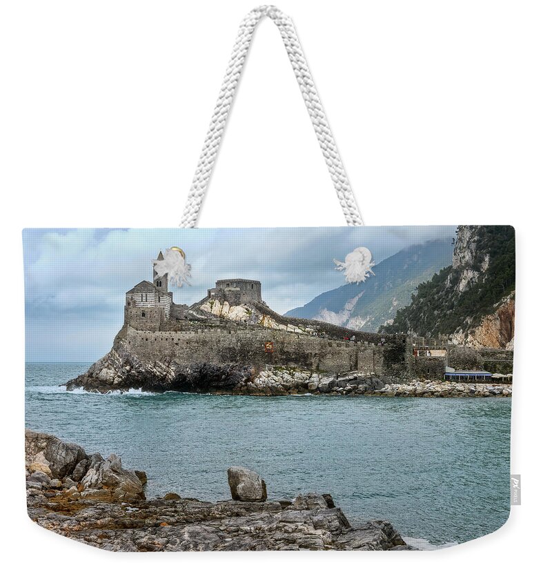 Joan Carroll Weekender Tote Bag featuring the photograph Church of St Peter Portovenere Italy by Joan Carroll