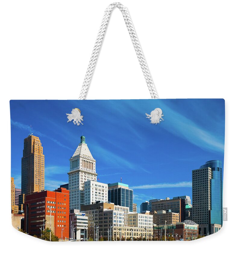 Downtown District Weekender Tote Bag featuring the photograph Cincinnati Downtown Buildings by Davel5957
