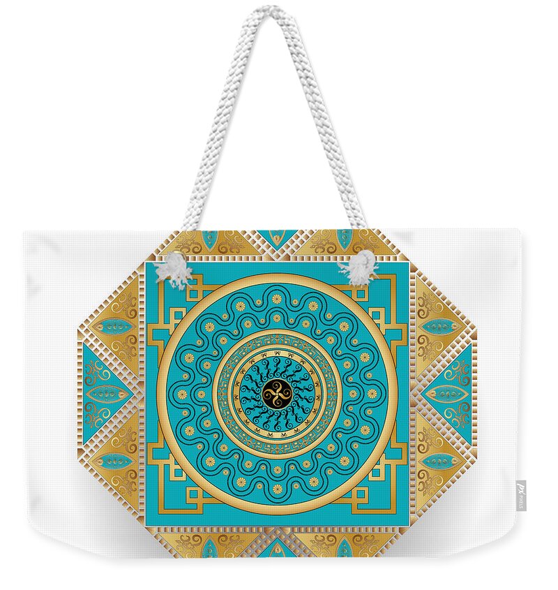 Mandala Weekender Tote Bag featuring the digital art Circumplexical No 3558 by Alan Bennington