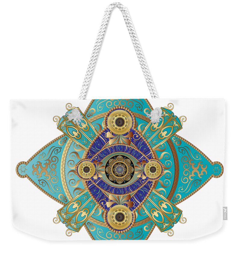 Mandala Weekender Tote Bag featuring the digital art Circumplexical No 3698 by Alan Bennington