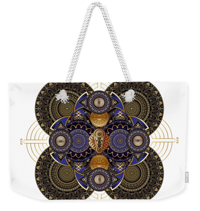 Mandala Weekender Tote Bag featuring the digital art Circumplexical No 4057 by Alan Bennington