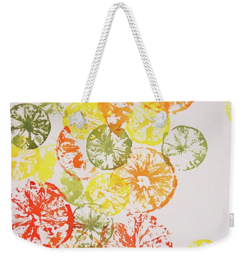 Citrus Weekender Tote Bag featuring the painting Citrus Collage by Beth Fontenot