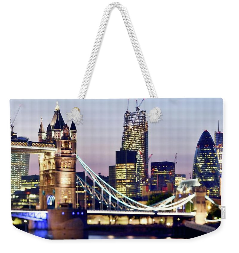 Tranquility Weekender Tote Bag featuring the photograph City Of London And Tower Bridge View by Vladimir Zakharov
