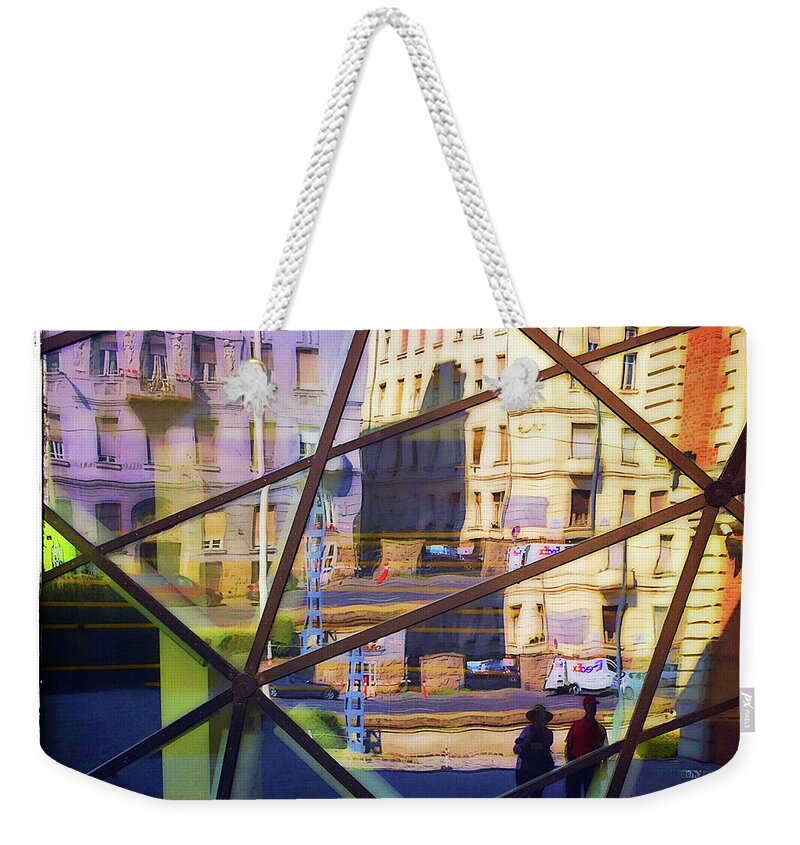 Budapest Weekender Tote Bag featuring the photograph City Reflections-Budapest by Peggy Dietz
