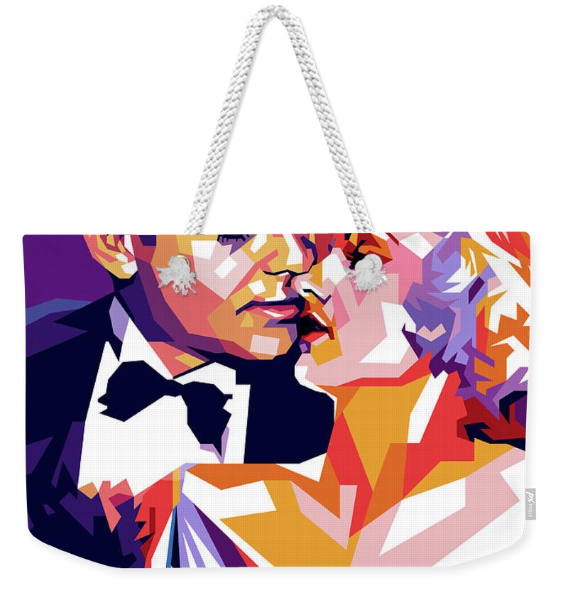 Clark Gable Weekender Tote Bag featuring the digital art Clark Gable and Carole Lombard by Movie World Posters